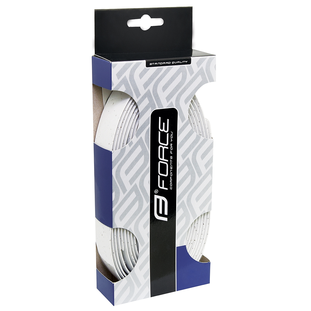 FORCE CORK HANDLEBAR TAPE &amp; PLUGS WHITE