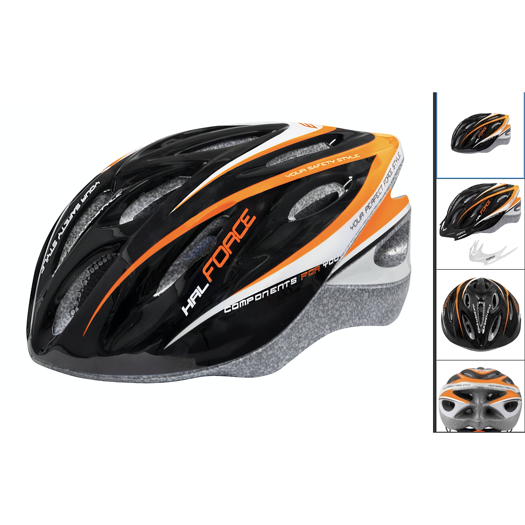 **FORCE HAL HELMET BLACK/ORANGE/WHITE S/M