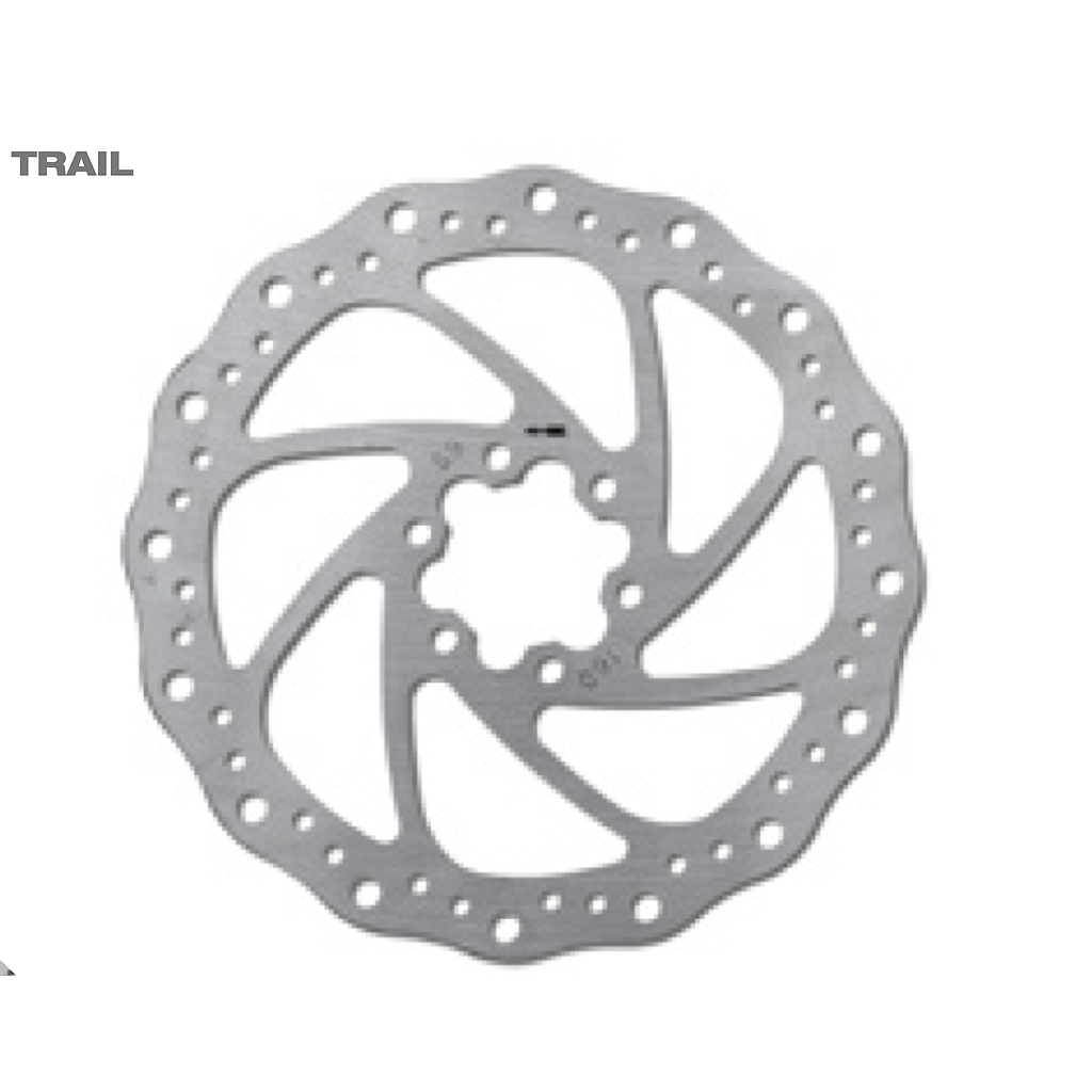 DISC BRAKE ROTOR INOX TRAIL 180 MM, 6 HOLES, SILVER