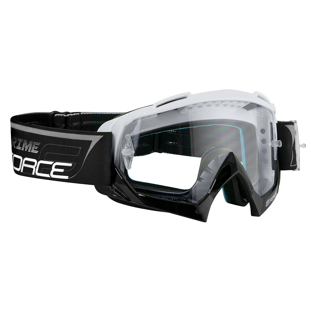 FORCE GRIME DOWNHILL GOGGLES, CLEAR LENS, BLACK-WHITE