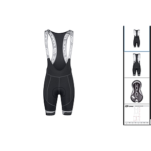 ** FORCE FAME BIBSHORTS  WITH PAD, BLACK-GREY XXL