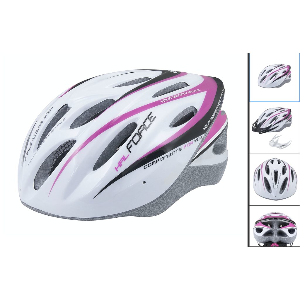 **FORCE HAL HELMET WHITE/PINK XS/S