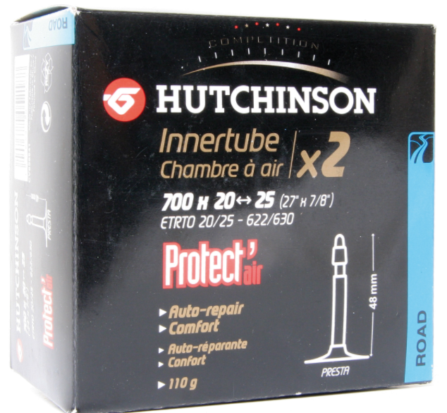 **HUTCHINSON PRESTA VALVE 48mmTUBE 700 x 20/25 (TWIN PACK )