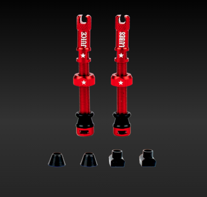 JUICE LUBES TUBELESS VALVE SET RED 65mm
