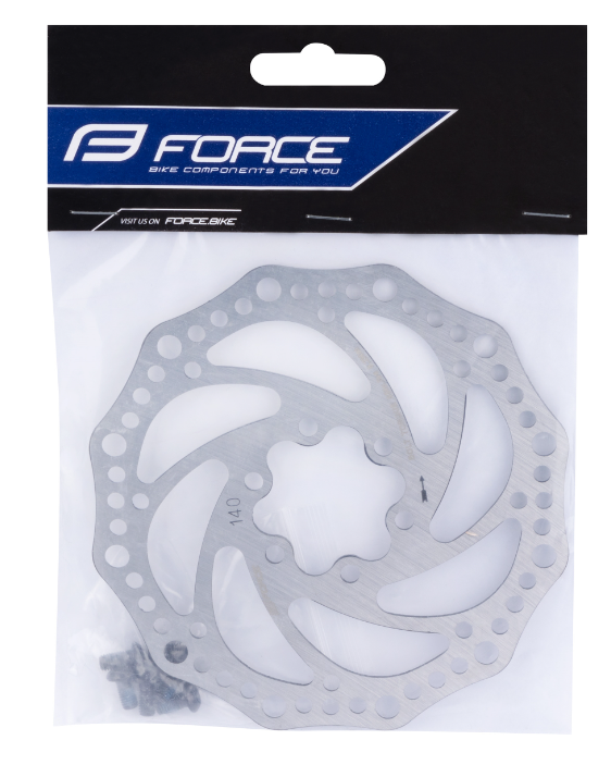 FORCE DISC BRAKE ROTOR 140 mm, 6 HOLES, SILVER