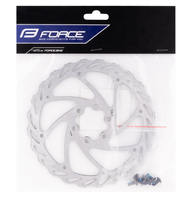 FORCE DISC BRAKE ROTOR  160 MM, 6 BOLT, SILVER