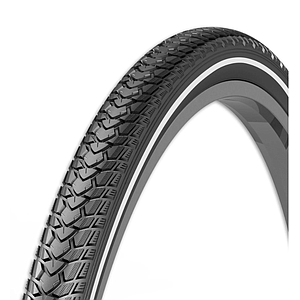 **REXWAY SHOPPER TYRE 700 X 35C 3mm PUNCTURE PROTECTION REFLECTIVE LINE BLACK