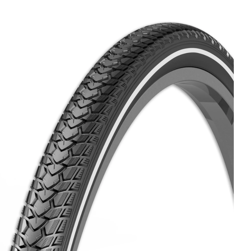 **REXWAY SHOPPER TYRE 700 X 37C 3mm PUNCTURE PROTECTION REFLECTIVE LINE BLACK