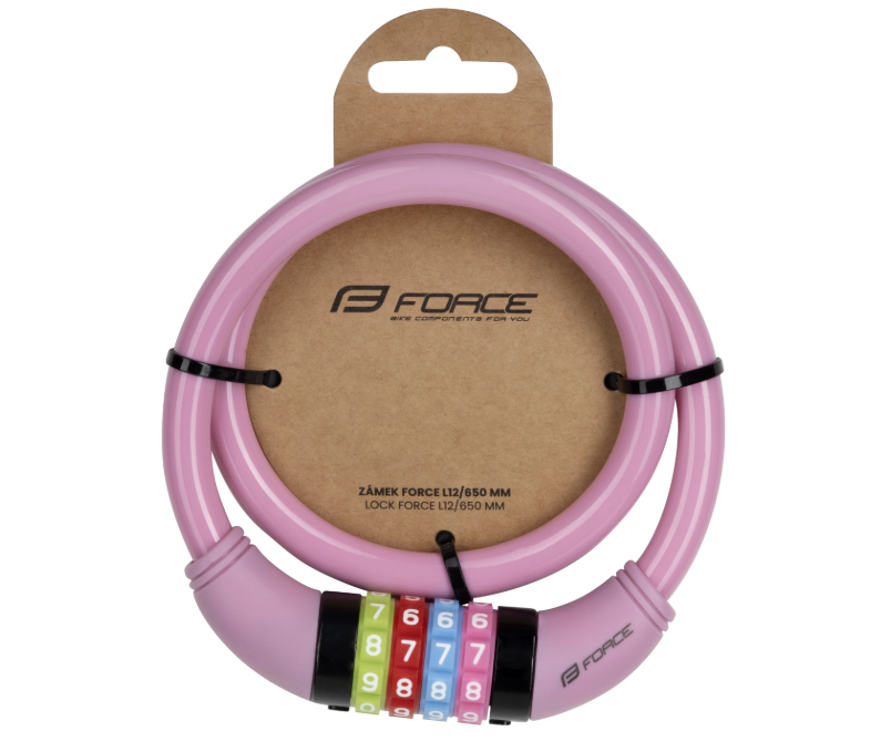 FORCE 12/650mm COMBINATION LOCK 65CM X 12 mm WITHOUT BRACKET. PINK