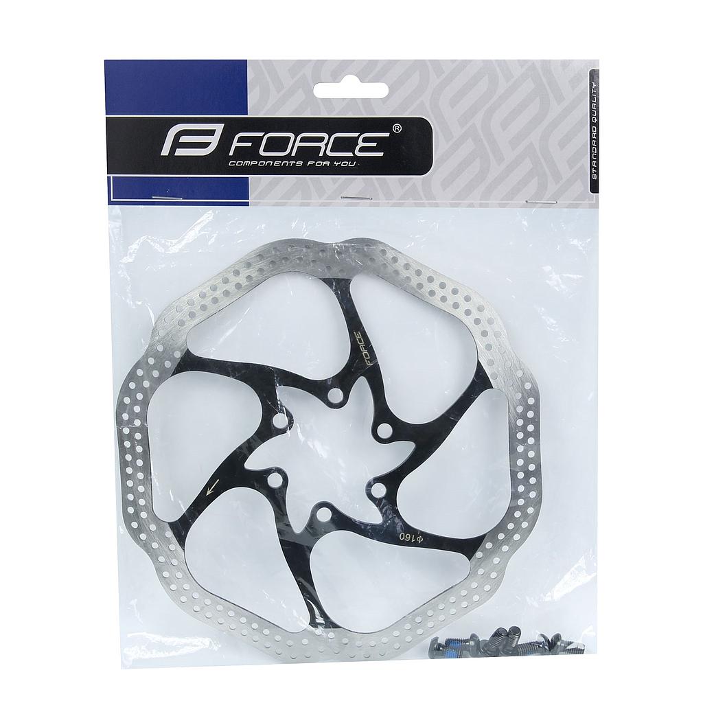 FORCE DISC BRAKE ROTOR 160MM, 6 BOLT, BLACK