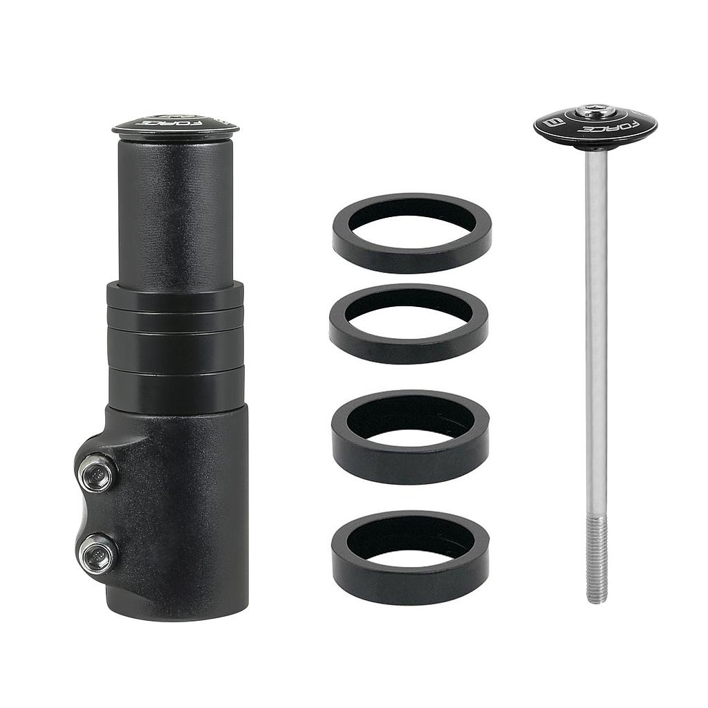 FORCE STEM RISER, REDUCTION FORK ADAPTER 1 1/8'' BLK
